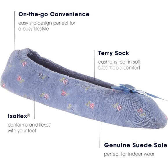 Embroidered Women's Ballerina Slippers - Soft Foam Insoles for All-Day Wear - Picture 8 of 8